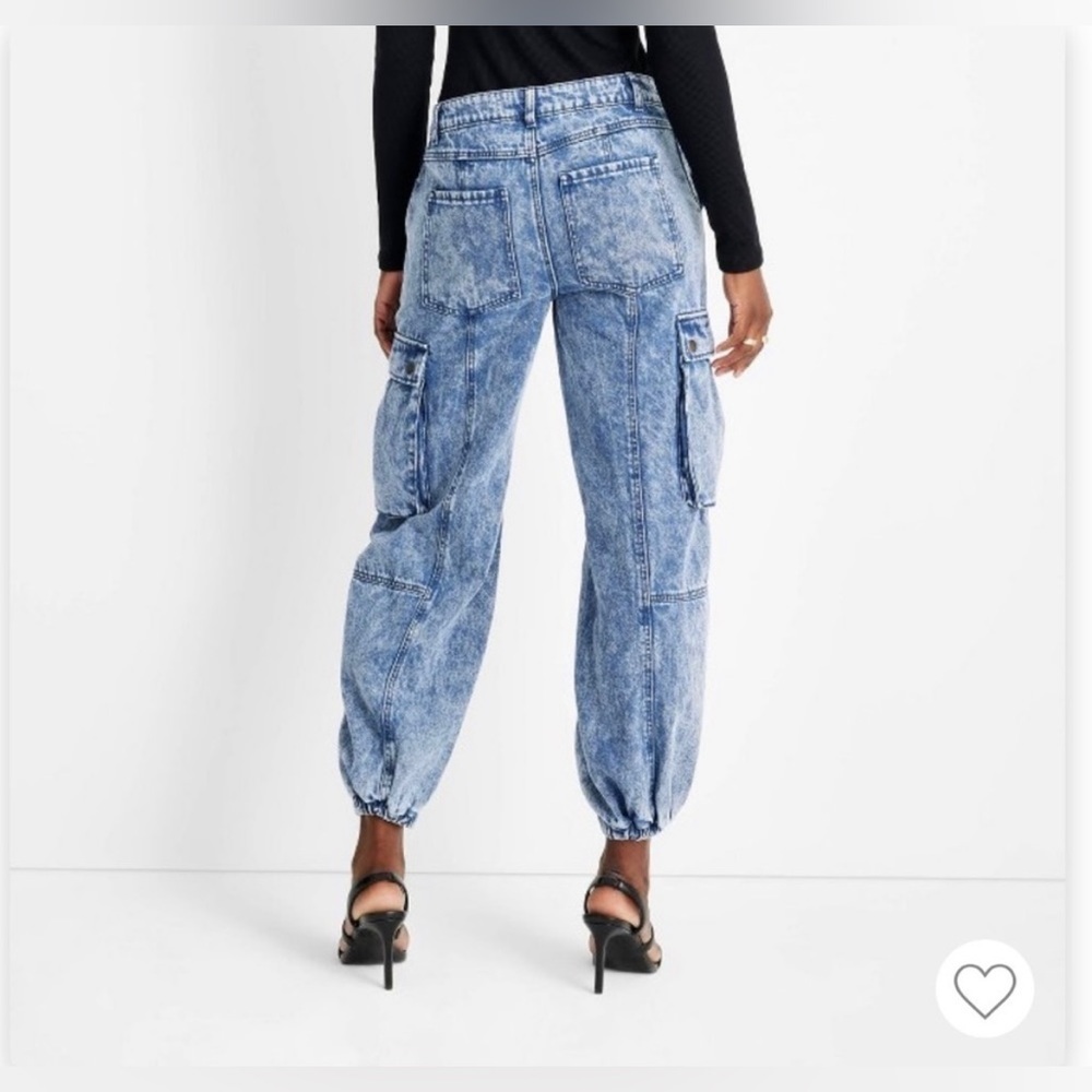 Future Collective with Kahlana Barfield Brown Medium Wash Cargo Jeans - Picture 7 of 11